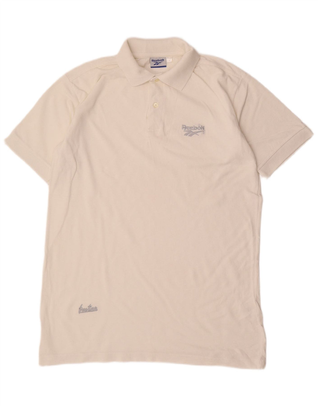 REEBOK Mens Polo Shirt Medium White Cotton
