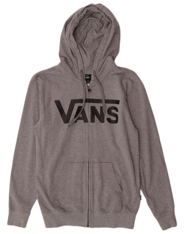 Vans Mens Graphic Zip Hoodie Sweater Small Grey Cotton