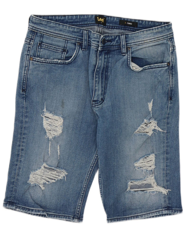 Lee Mens Distressed Denim Shorts W32 Medium Blue Cotton