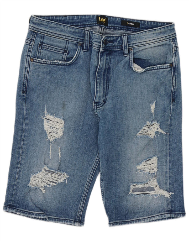 Lee Mens Distressed Denim Shorts W32 Medium Blue Cotton