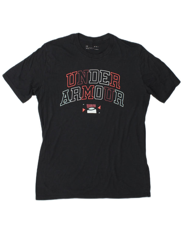 Under Armour Mens Heat Gear Graphic T-Shirt Top Medium Navy Blue Cotton