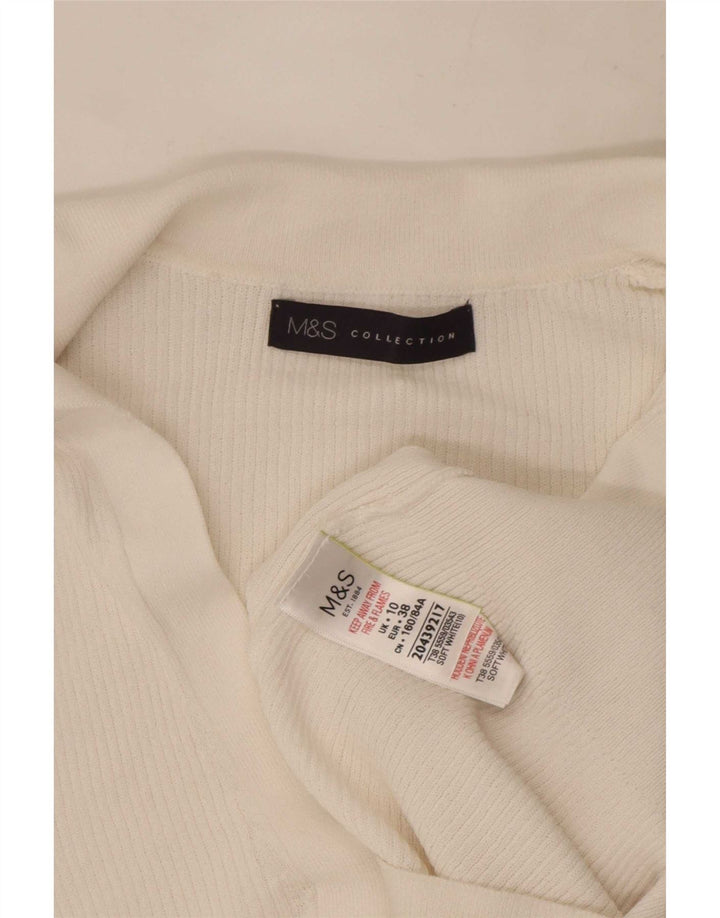 Marks & Spencer Womens Polo Shirt UK 10 Small White Viscose