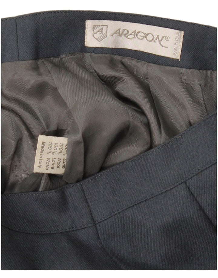 VINTAGE Womens Pencil Skirt Medium W28 Navy Blue Wool