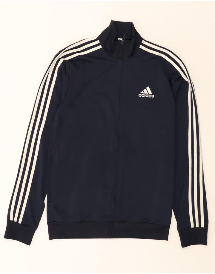 Adidas Mens Tracksuit Top Jacket UK 36/38 Small Navy Blue Polyester