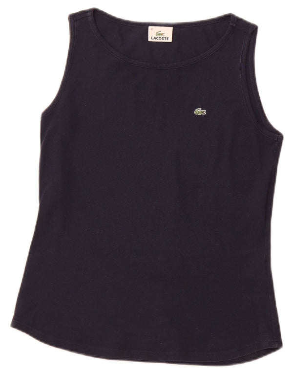 LACOSTE Womens Vest Top Size 42 Large Navy Blue Cotton