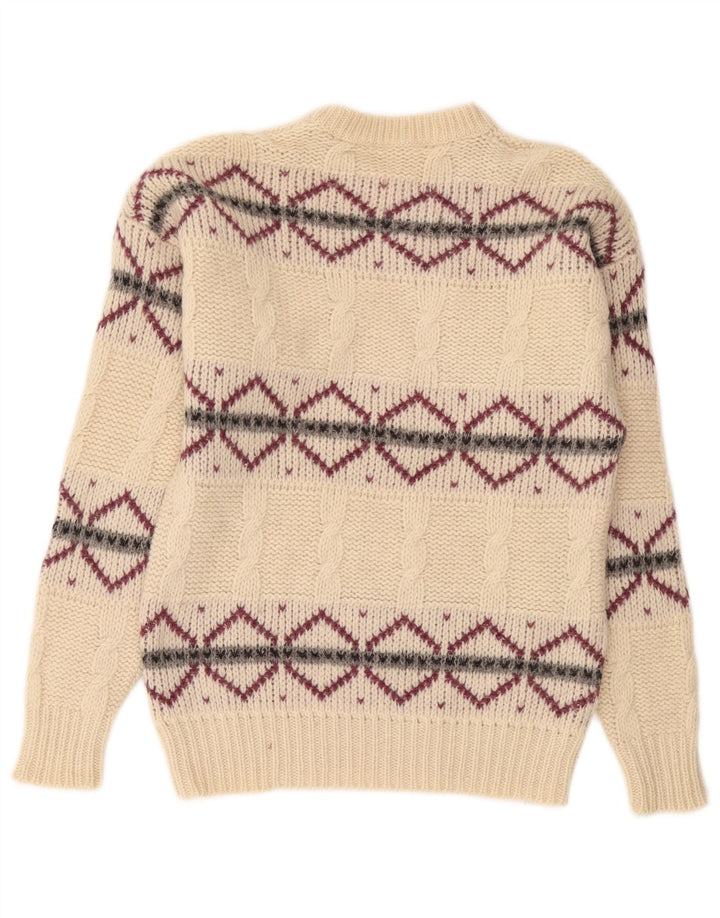Carrera Mens Crew Neck Jumper Sweater Small Off White Argyle/Diamond
