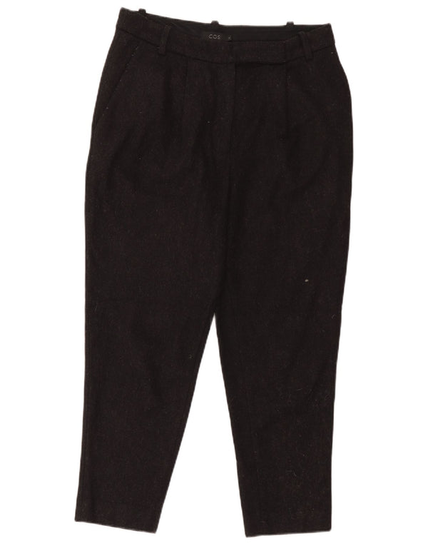 Cos Womens Crop Pegged Suit Trousers EU 36 Small W30 L25 Black Wool