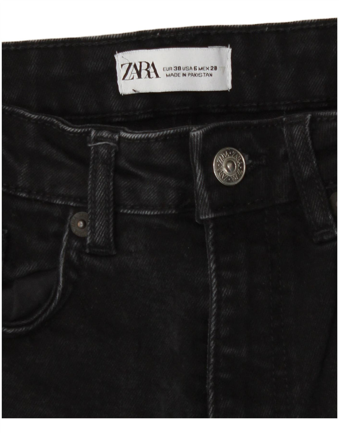 Zara Womens Straight Jeans EU 38 Small W28 L25 Black Cotton