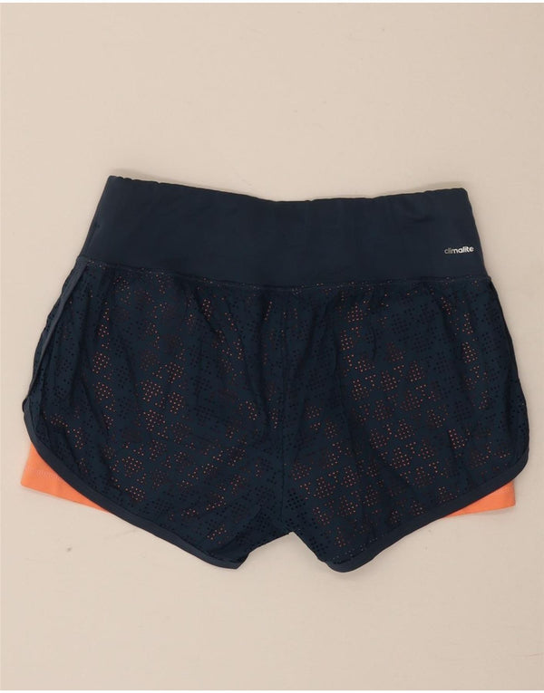Adidas Womens Climalite Sport Shorts UK 6 XS Navy Blue Geometric Polyester