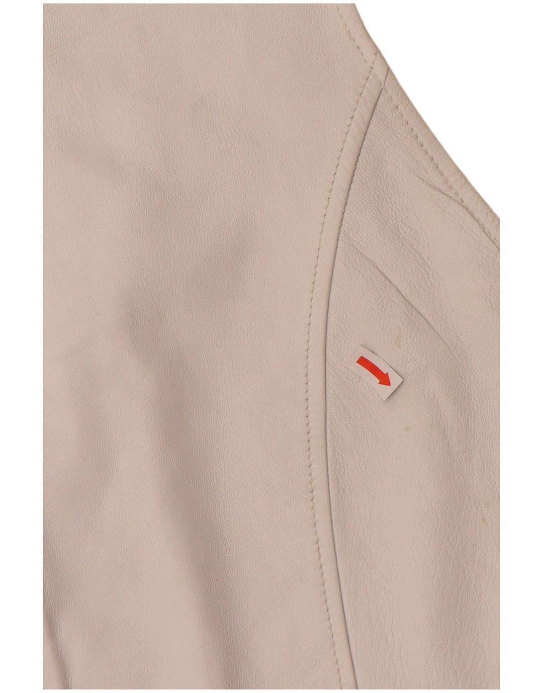 VINTAGE Womens Leather Gilet UK 12 Medium White