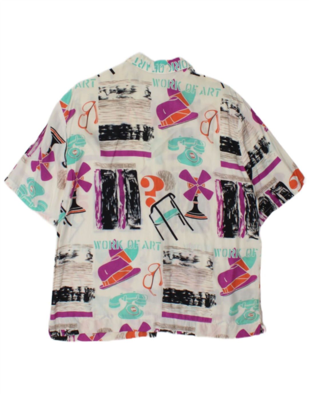 Vintage Womens Graphic Shirt UK 14 Large Multicoloured Patchwork