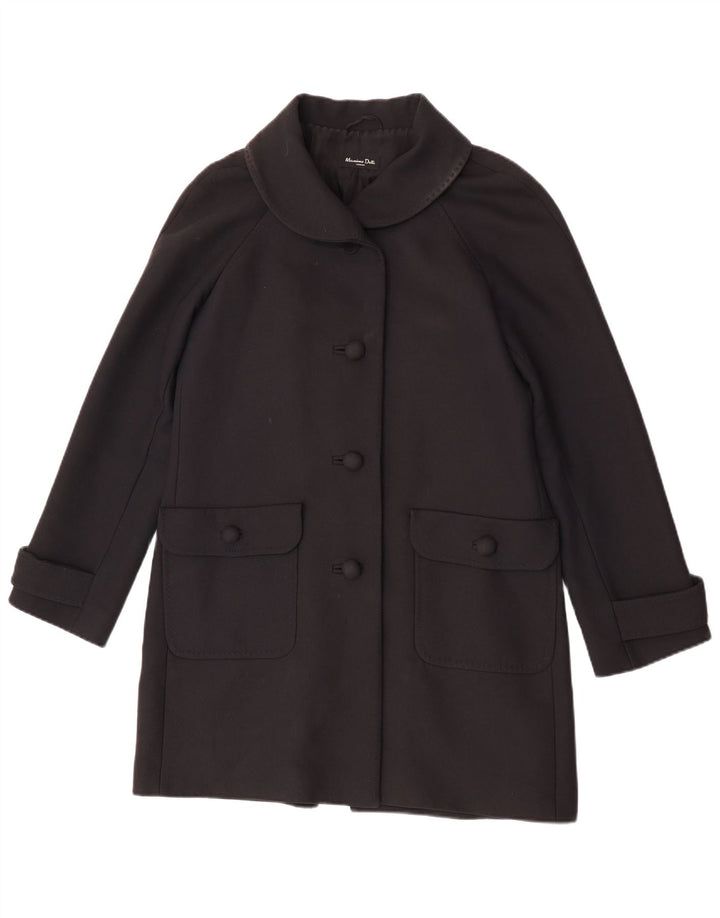 Massimo Dutti Womens Overcoat EU 42 Large Black Cotton
