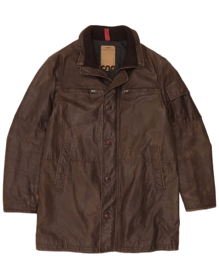 CONBIPEL Mens Leather Coat IT 52 XL Brown Leather