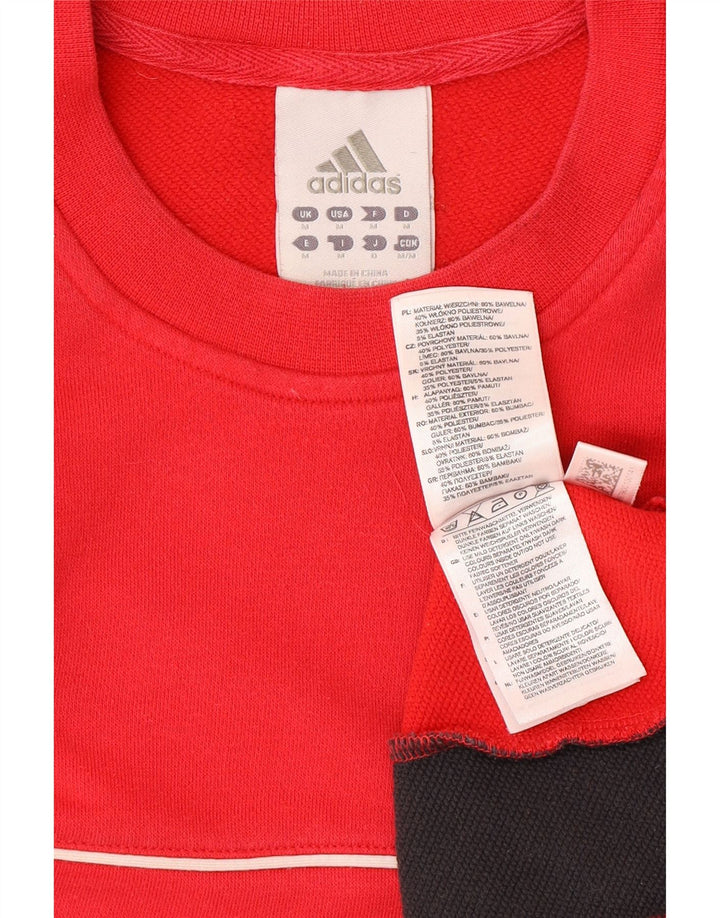 ADIDAS Mens Climalite Sweatshirt Jumper Medium Red Colourblock Cotton