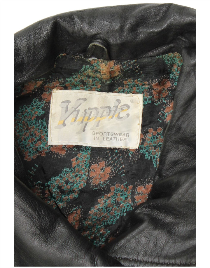 YUPPIE Womens Oversized Leather Jacket UK 18 XL Black Floral