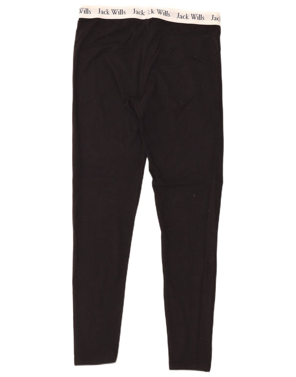 JACK WILLS Womens Graphic Leggings UK 12 Medium Black Colourblock Cotton