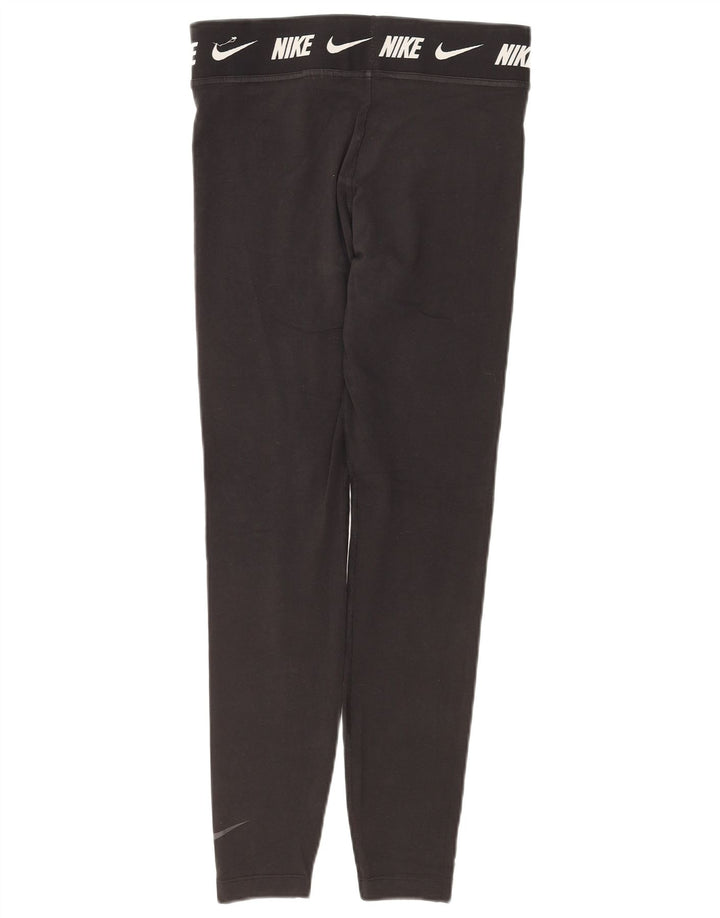 NIKE Womens Tight Fit Graphic Leggings UK 12 Medium Black Cotton