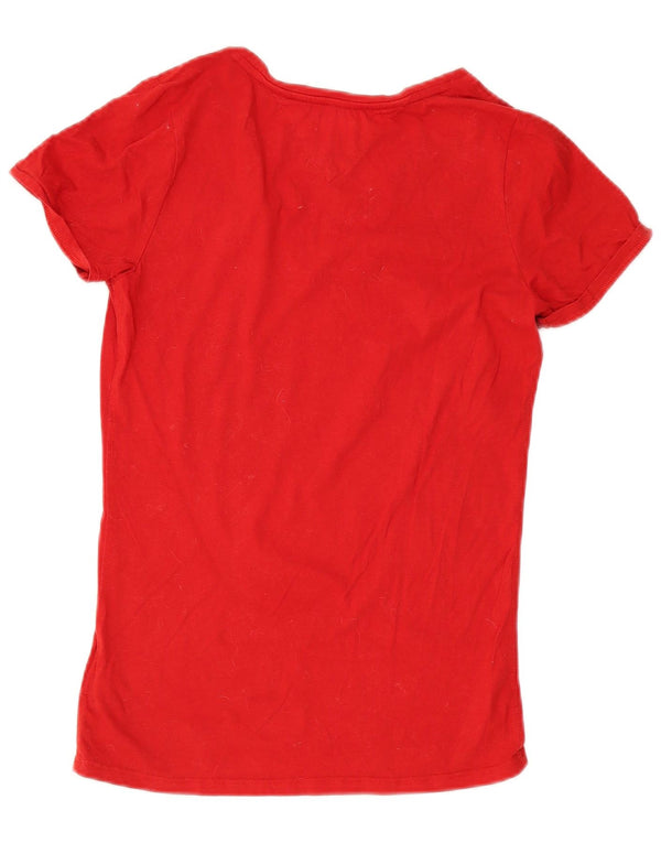 Tommy Hilfiger Womens T-Shirt Top UK 12 Medium Red Cotton
