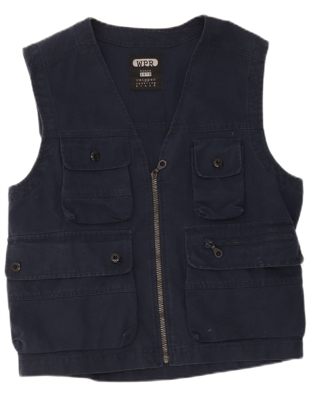 Weipper Mens Utility Gilet UK 38 Medium Navy Blue Cotton
