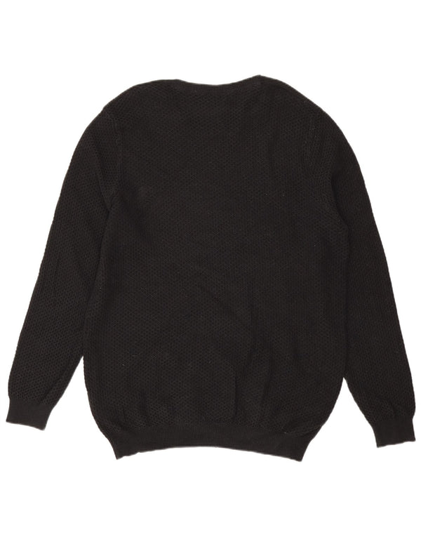 Massimo Dutti Mens Crew Neck Jumper Sweater XL Black Cotton