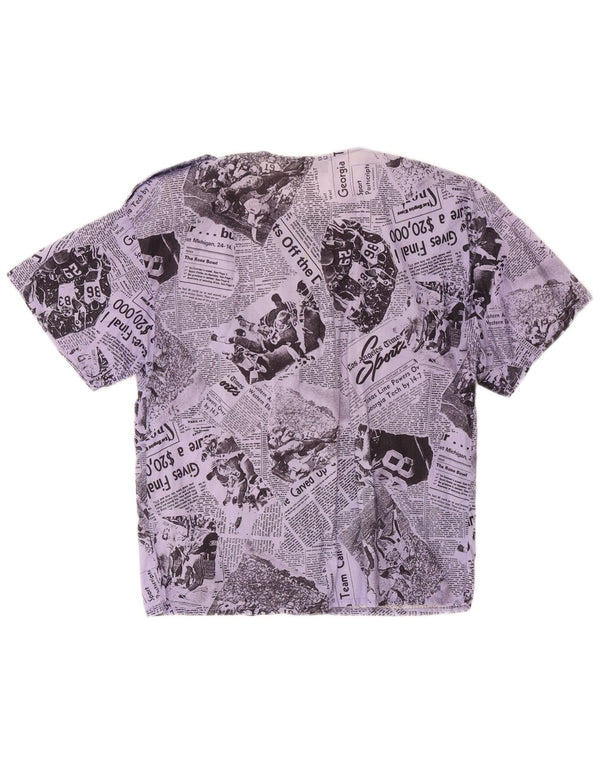 Vintage Womens Graphic Short Sleeve Shirt Blouse IT 46 Large Lilac