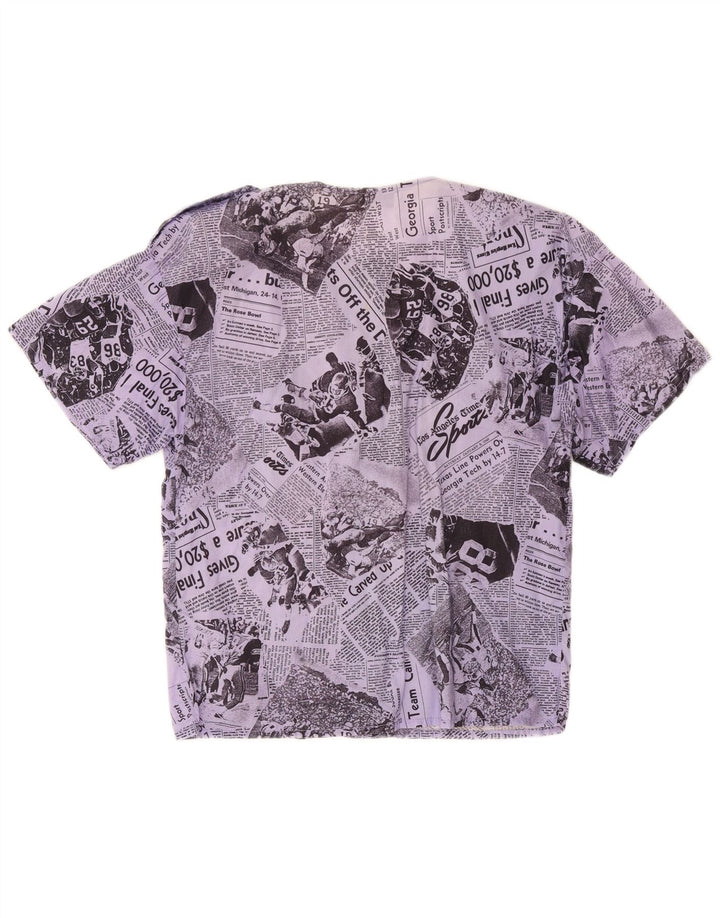 Vintage Womens Graphic Short Sleeve Shirt Blouse IT 46 Large Lilac