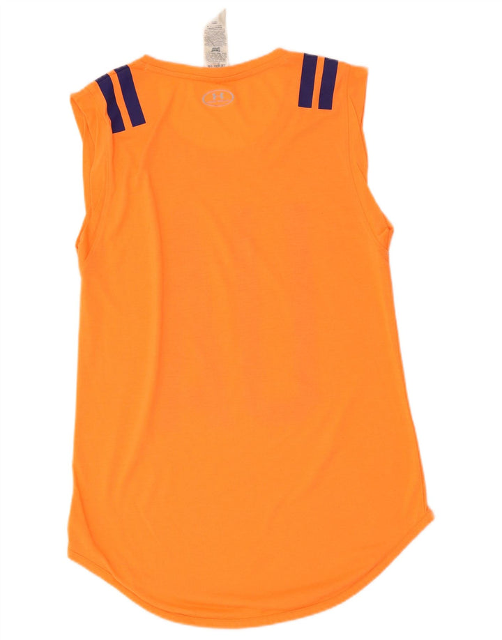 UNDER ARMOUR Womens Heat Gear Graphic Vest Top UK 12 Medium Orange