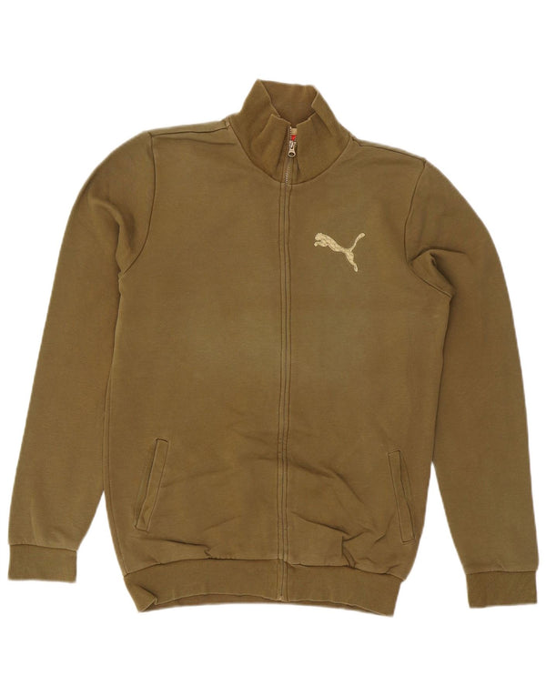 PUMA Boys Tracksuit Top Jacket 15-16 Years Khaki Cotton