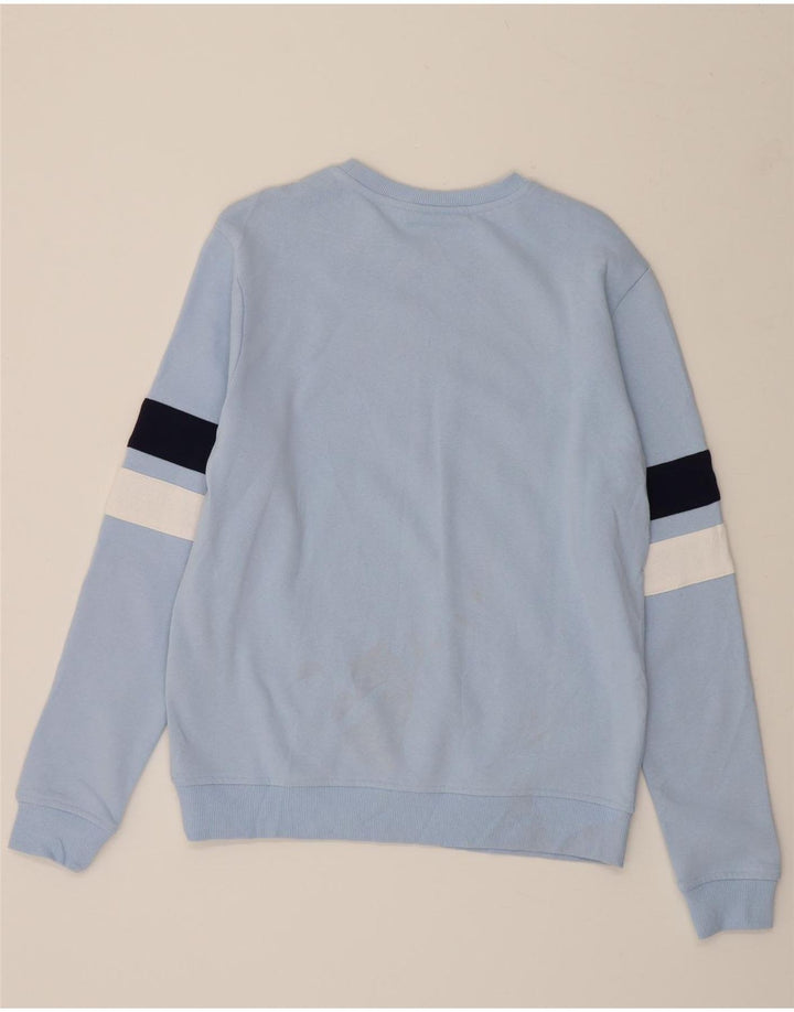 FILA Mens Graphic Sweatshirt Jumper Medium Blue Colourblock Cotton Vintage Fila and Second-Hand Fila from Messina Hembry 