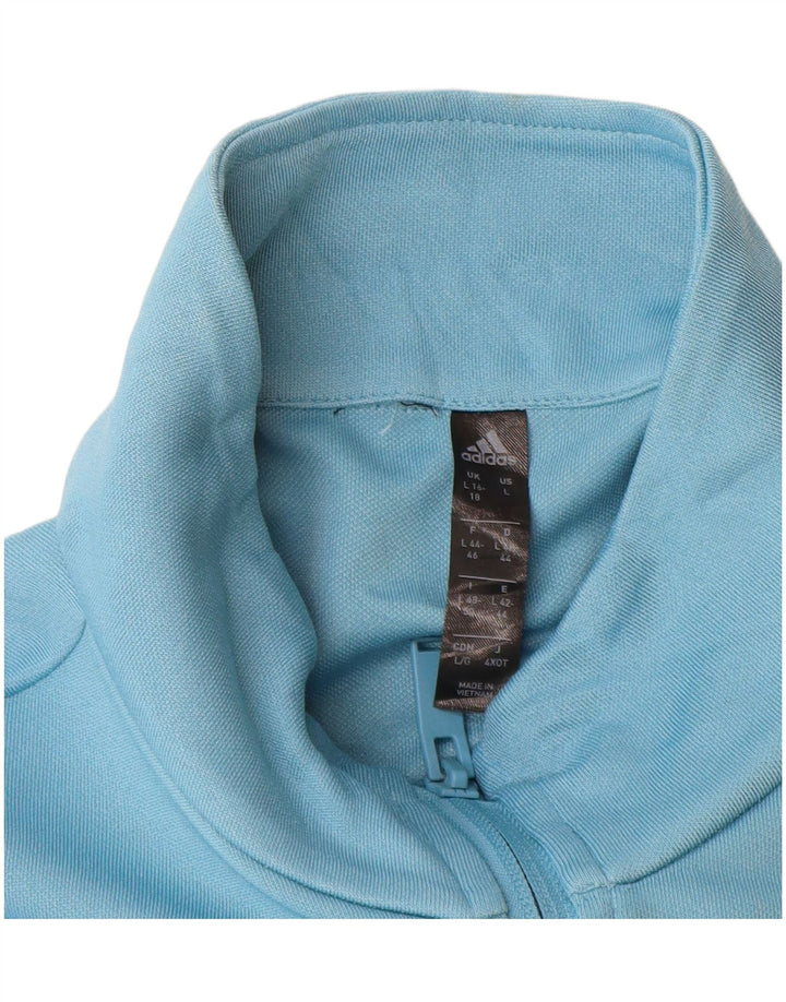 Adidas Womens Tracksuit Top Jacket UK 16/18 Large Blue Colourblock