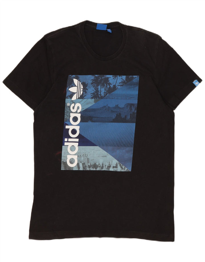 ADIDAS Mens Graphic T-Shirt Top Medium Black Cotton