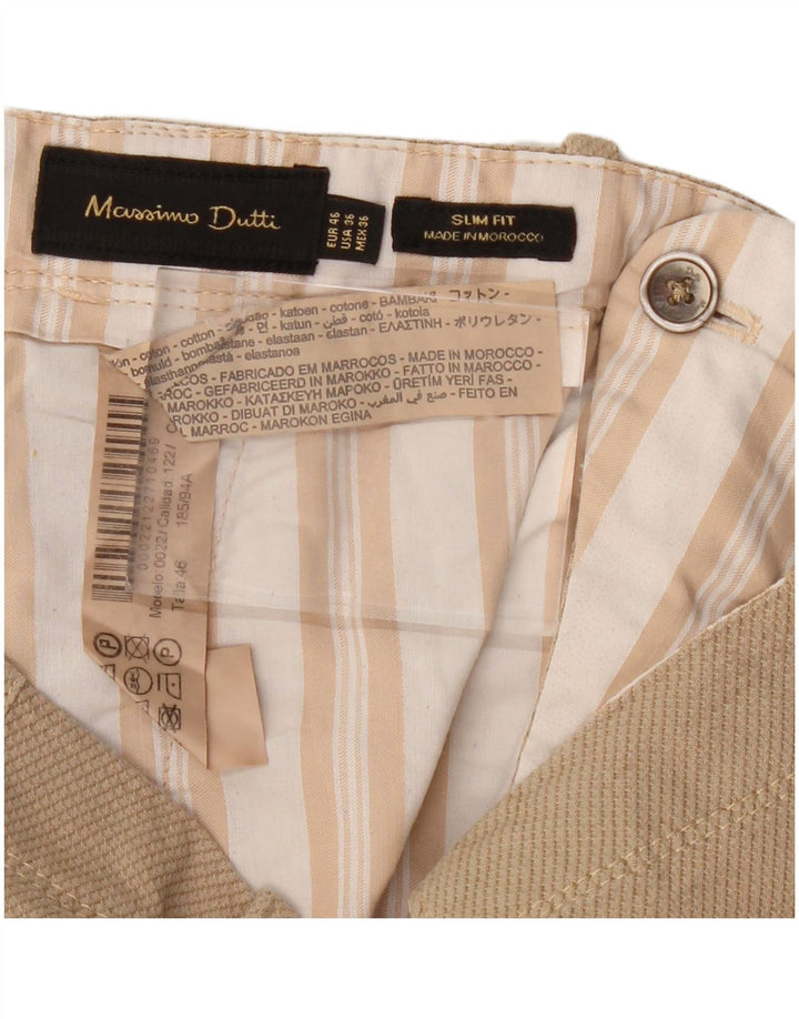 MASSIMO DUTTI Mens Slim Fit Chino Trousers EU 46 XL W36 L30 Beige Cotton