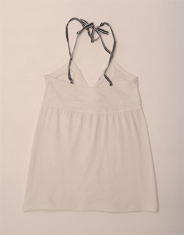 North Sails Womens Crop Halter Top UK 14 Large White Cotton