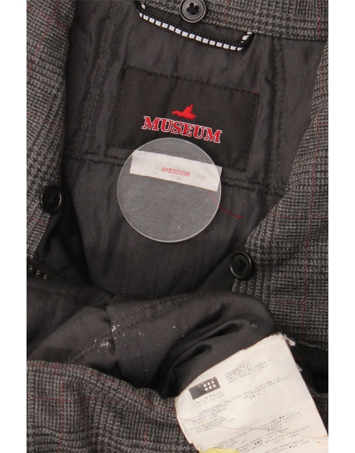 Museum Womens Bomber Jacket UK 14 Medium Grey Houndstooth Cotton