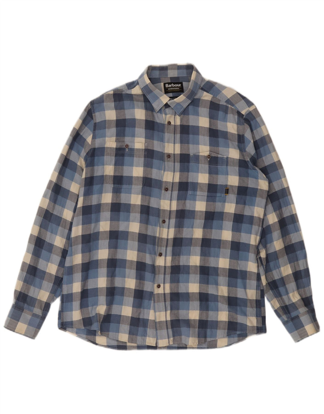 BARBOUR Mens Tailored Fit Shirt Medium Blue Check Cotton