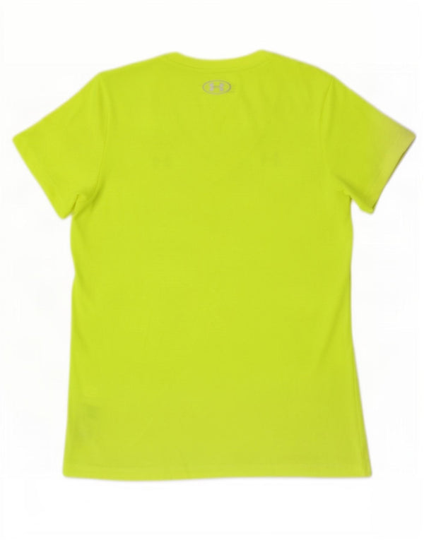 Under Armour Womens Heat Gear T-Shirt Top UK 12 Medium Yellow Polyester