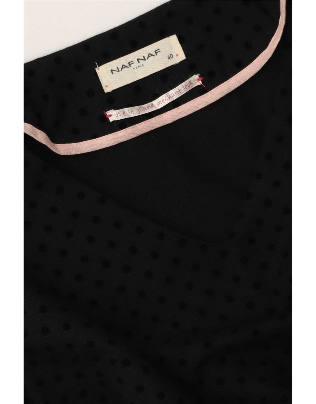 Naf Womens 3/4 Sleeve Basic Dress EU 40 Medium Black Spotted