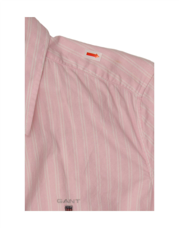 Gant Womens Shirt UK 14 Large Pink Striped Cotton