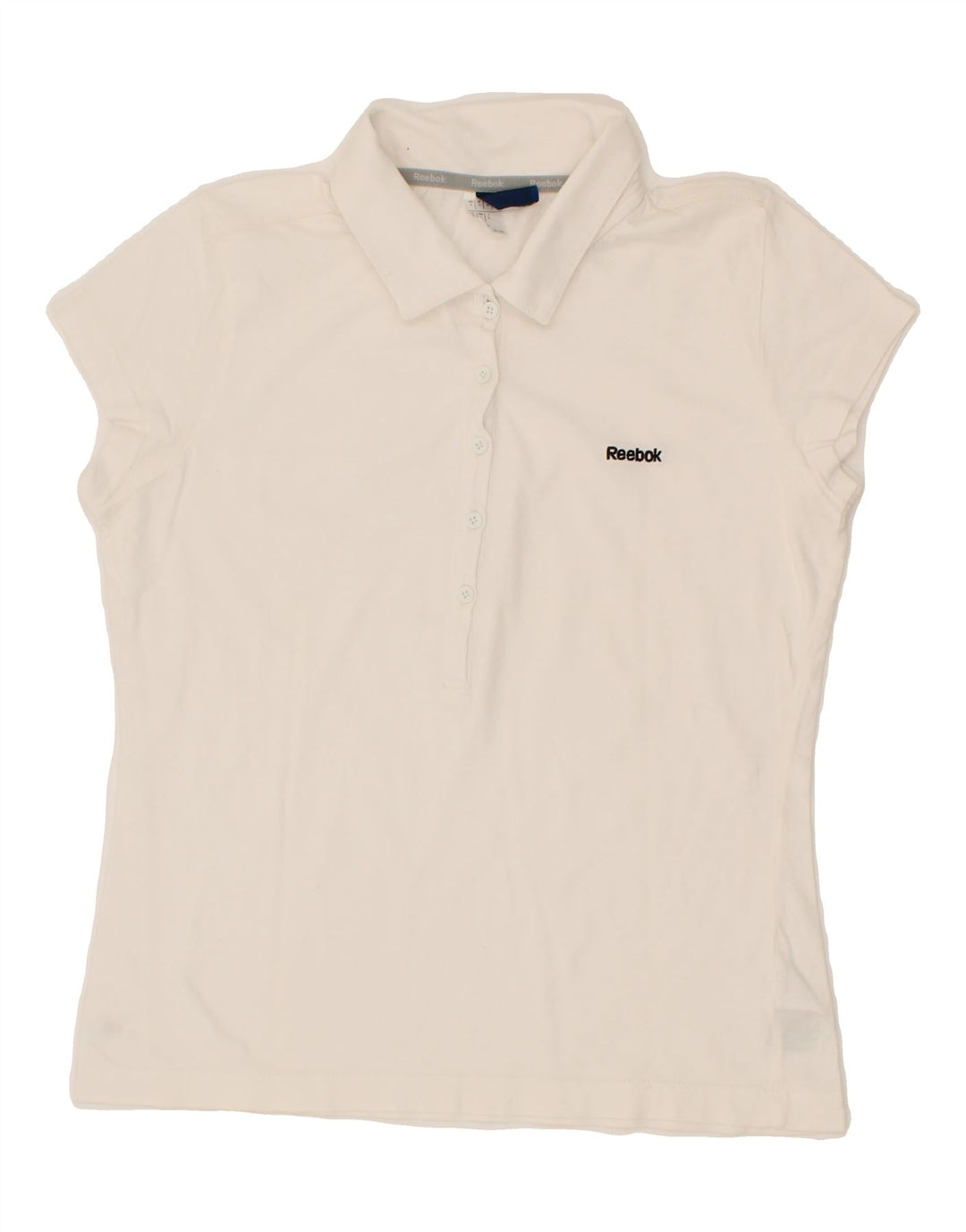 REEBOK Womens Polo Shirt UK 12 Medium White Cotton Vintage Reebok and Second-Hand Reebok from Messina Hembry 