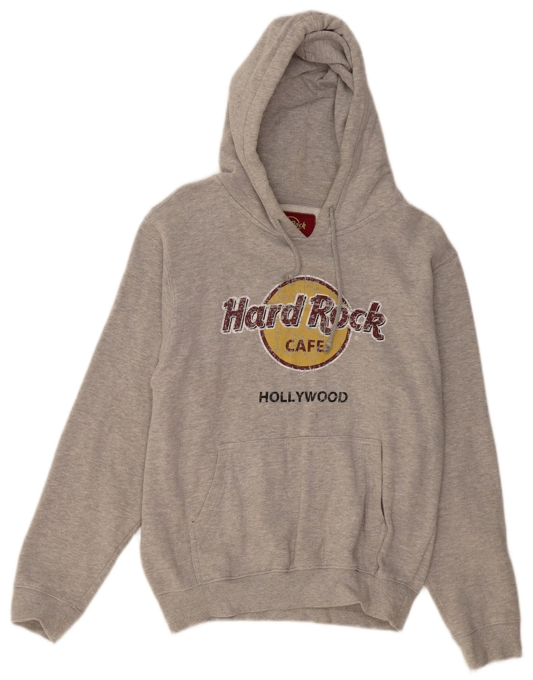 HARD ROCK CAFE Womens Hollywood Hoodie Jumper UK 14 Medium Grey Flecked