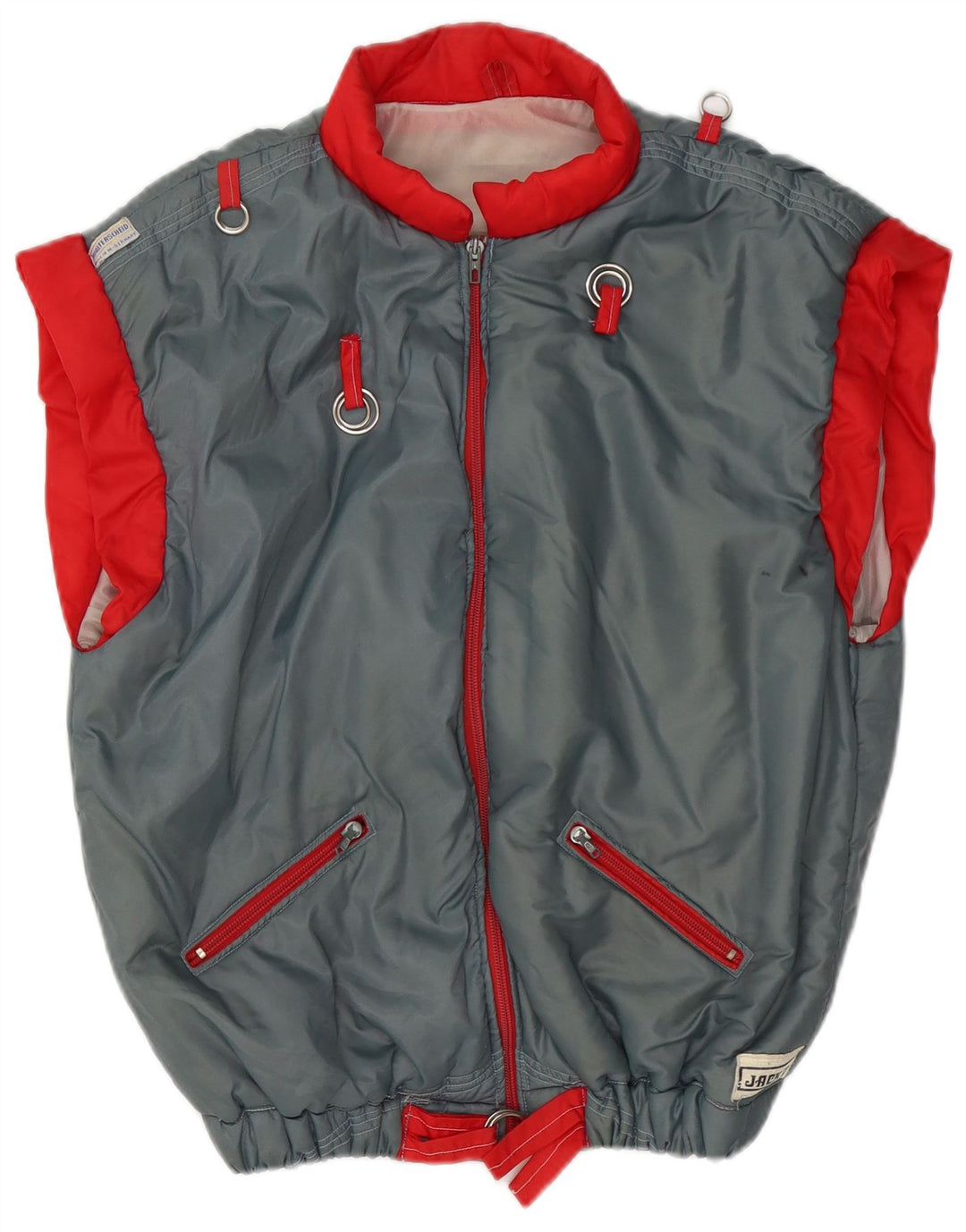 JACK DANIELS Womens Gilet UK 16 Large Grey Colourblock