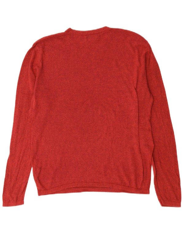 Zara Womens Crew Neck Jumper Sweater UK 14 Large Red Flecked Cotton