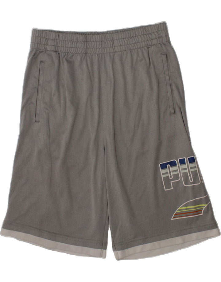 PUMA Boys Graphic Sport Shorts 14-15 Years Large  Grey Polyester Vintage Puma and Second-Hand Puma from Messina Hembry 