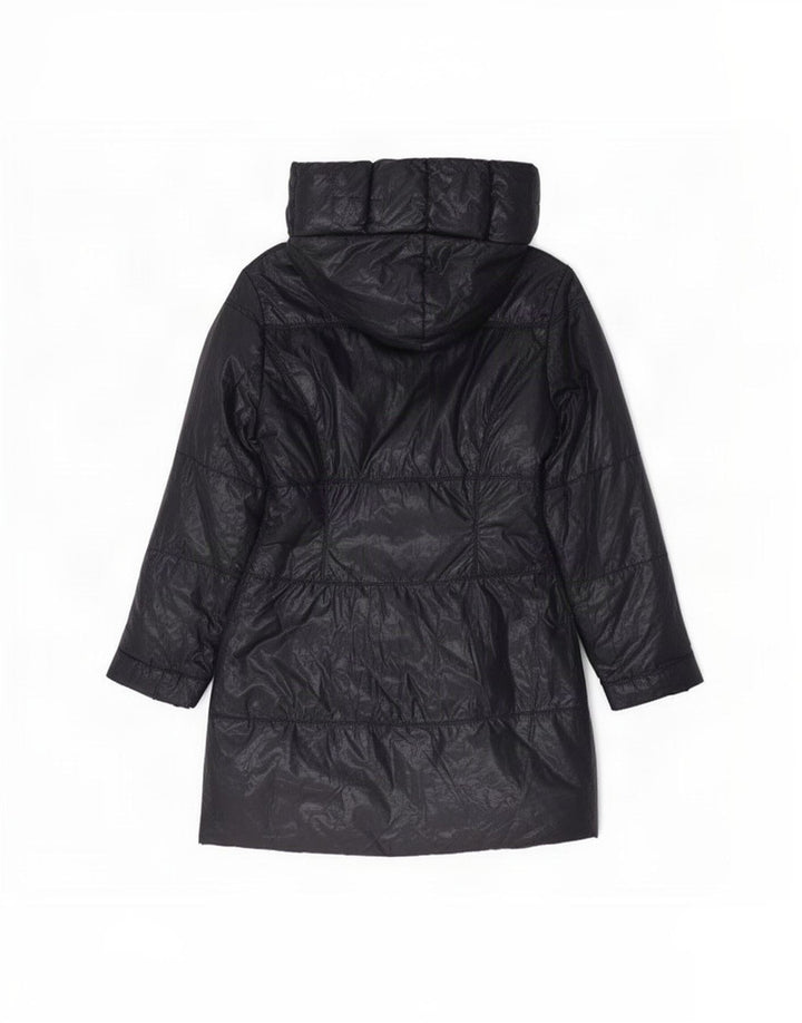 Vintage Womens Hooded Padded Coat IT 40 Small Navy Blue Polyester