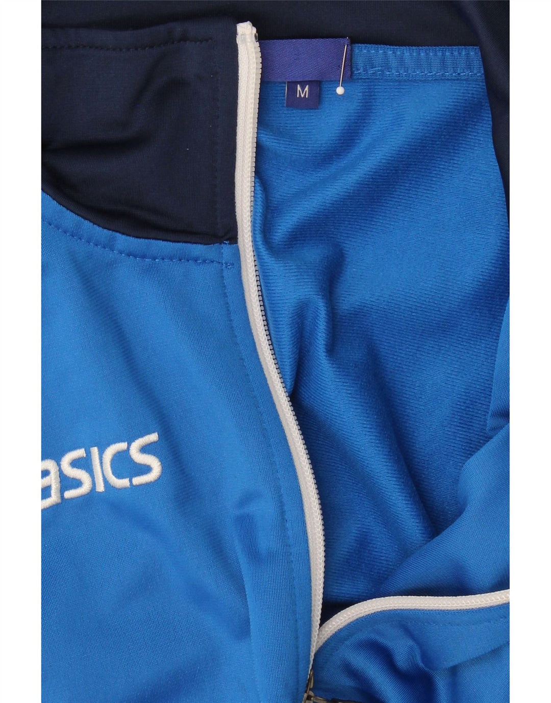ASICS Mens Tracksuit Top Jacket Medium Blue Colourblock Polyester Vintage Asics and Second-Hand Asics from Messina Hembry 
