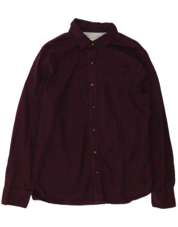 Fat Face Mens Abstract Pattern Shirt Medium Burgundy Cotton