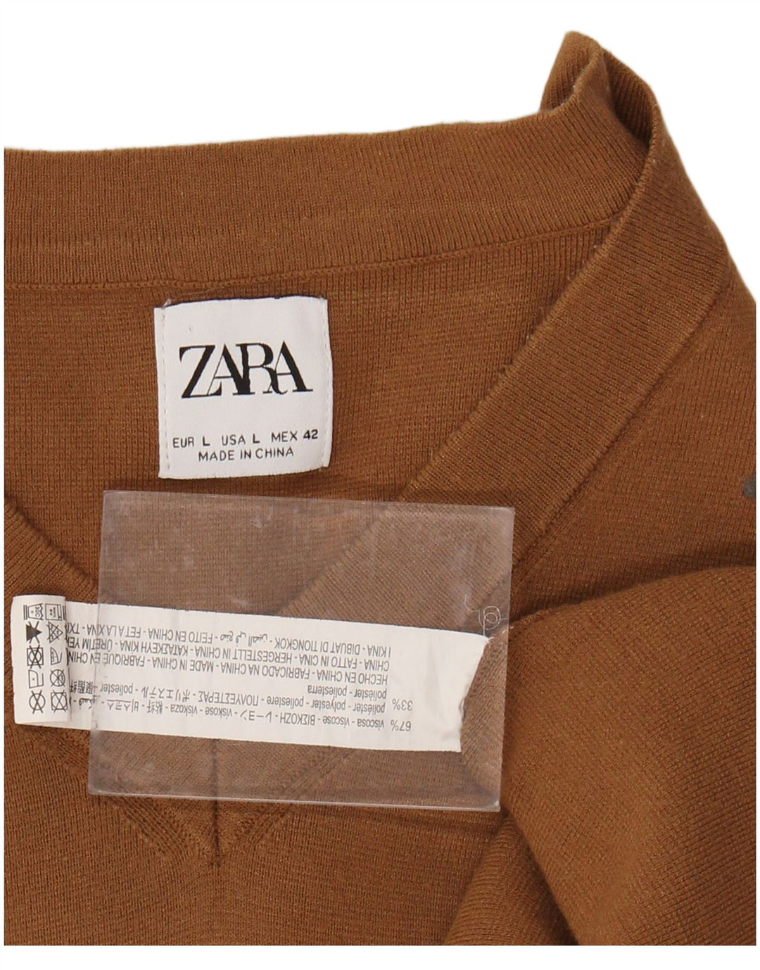 ZARA Mens Vest Tank Top Large Brown Viscose