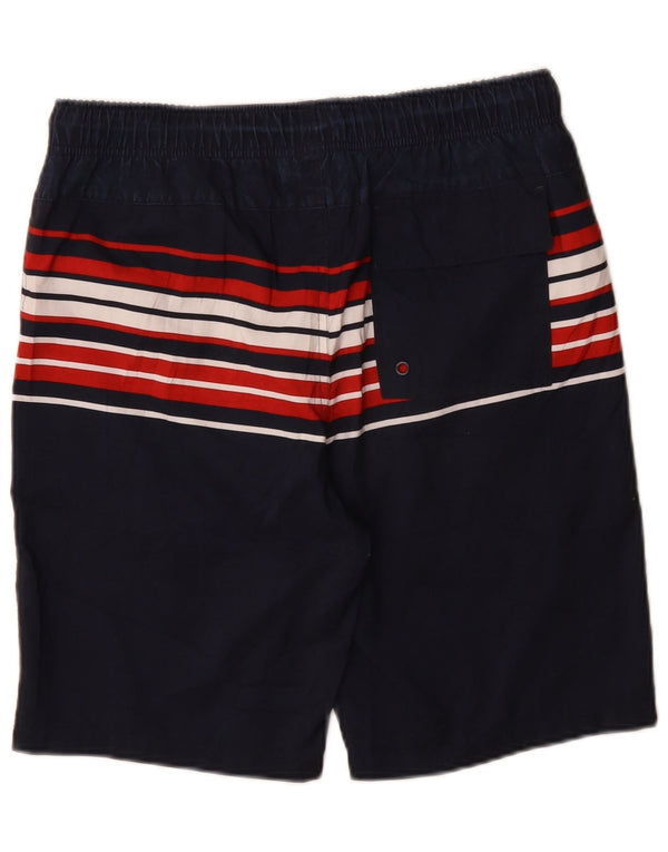 Marks & Spencer Mens Swimming Shorts Medium Navy Blue Striped Polyester