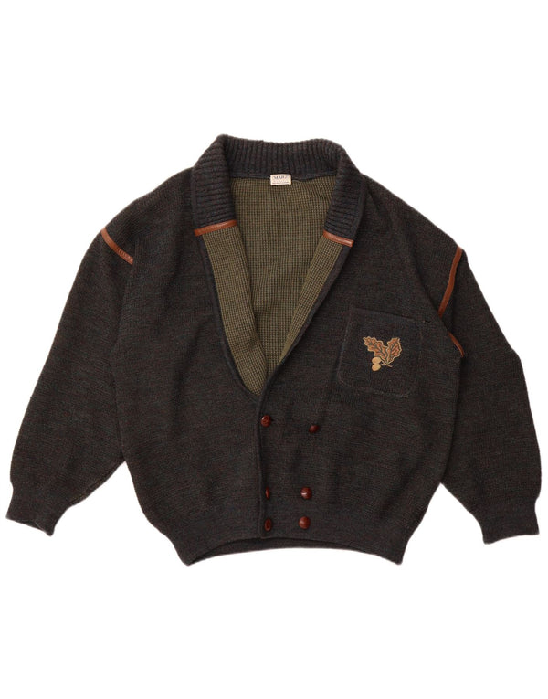 Marz Mens Double Breasted Cardigan Sweater EU 52 Large Grey Flecked Wool