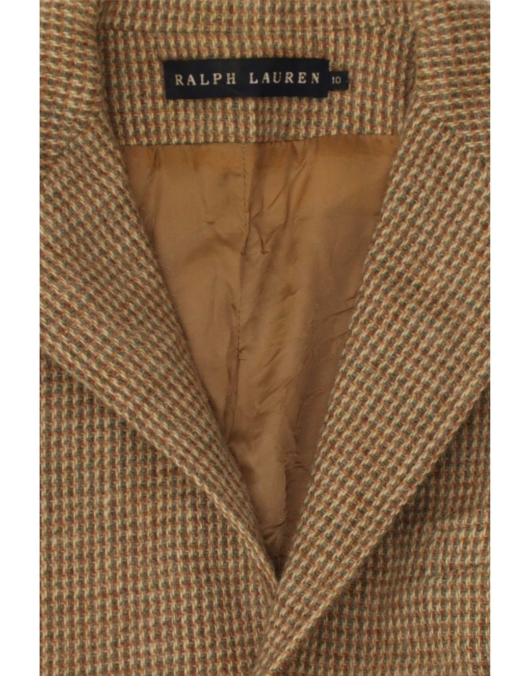 Ralph Lauren Womens 3 Button Blazer Jacket US 10 Large Brown Check